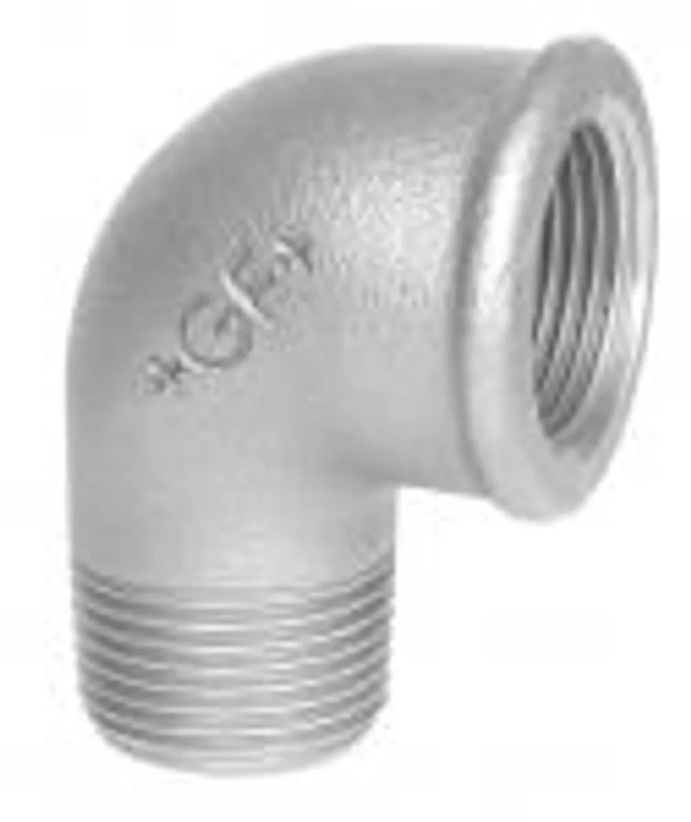 1/2"- 3/8" Galvaniseret Vinkel 90gr Muffe/nippel