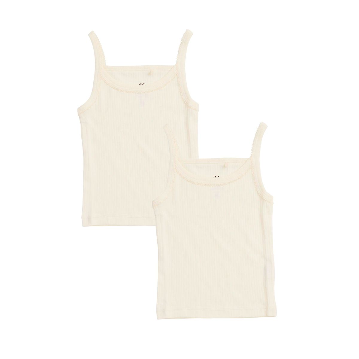 2-PAK RIB JERSEY STROPTOPPE - CREAM - CREAM / 104