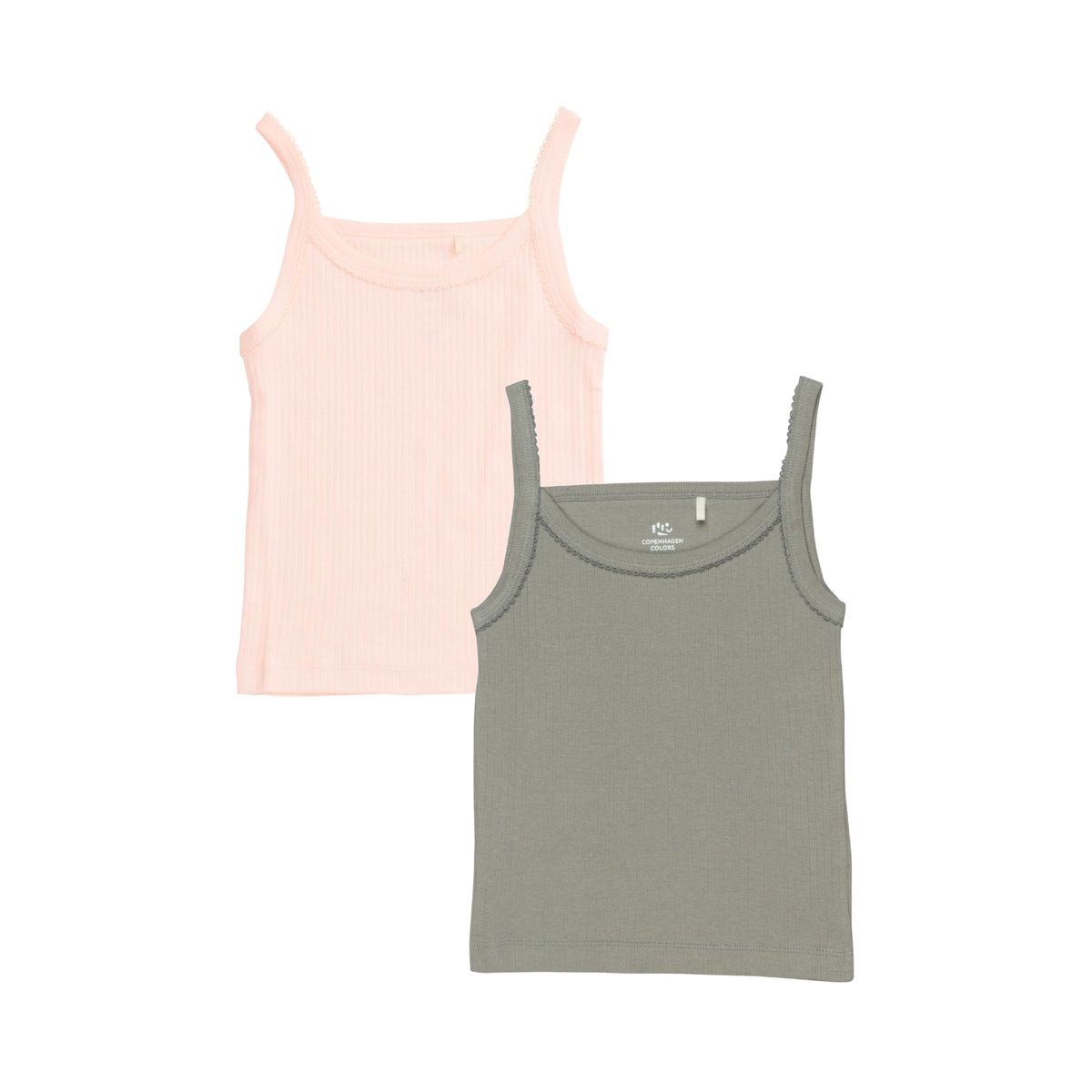 2-PAK RIB JERSEY STROPTOPPE - SOFT PINK/ LT. GREY COMB. - SOFT PINK/ LT. GREY COMB. / 116