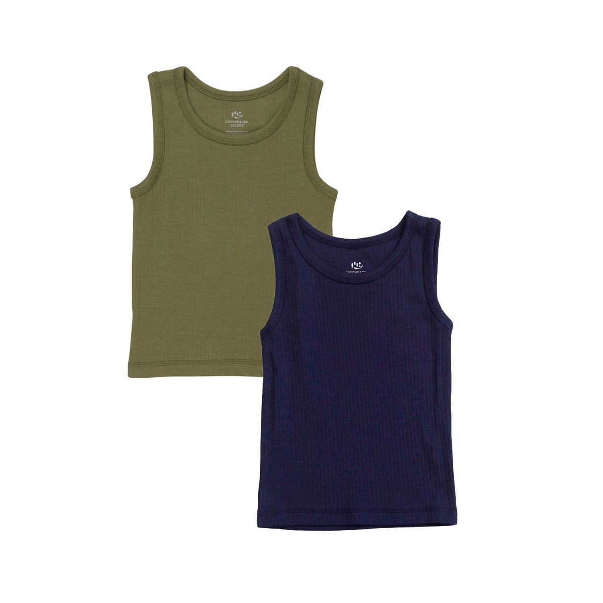 2-PAK RIB JERSEY TANK-TOPPE - NAVY/DARK GREEN COMB - NAVY/DARK GREEN COMB / 104