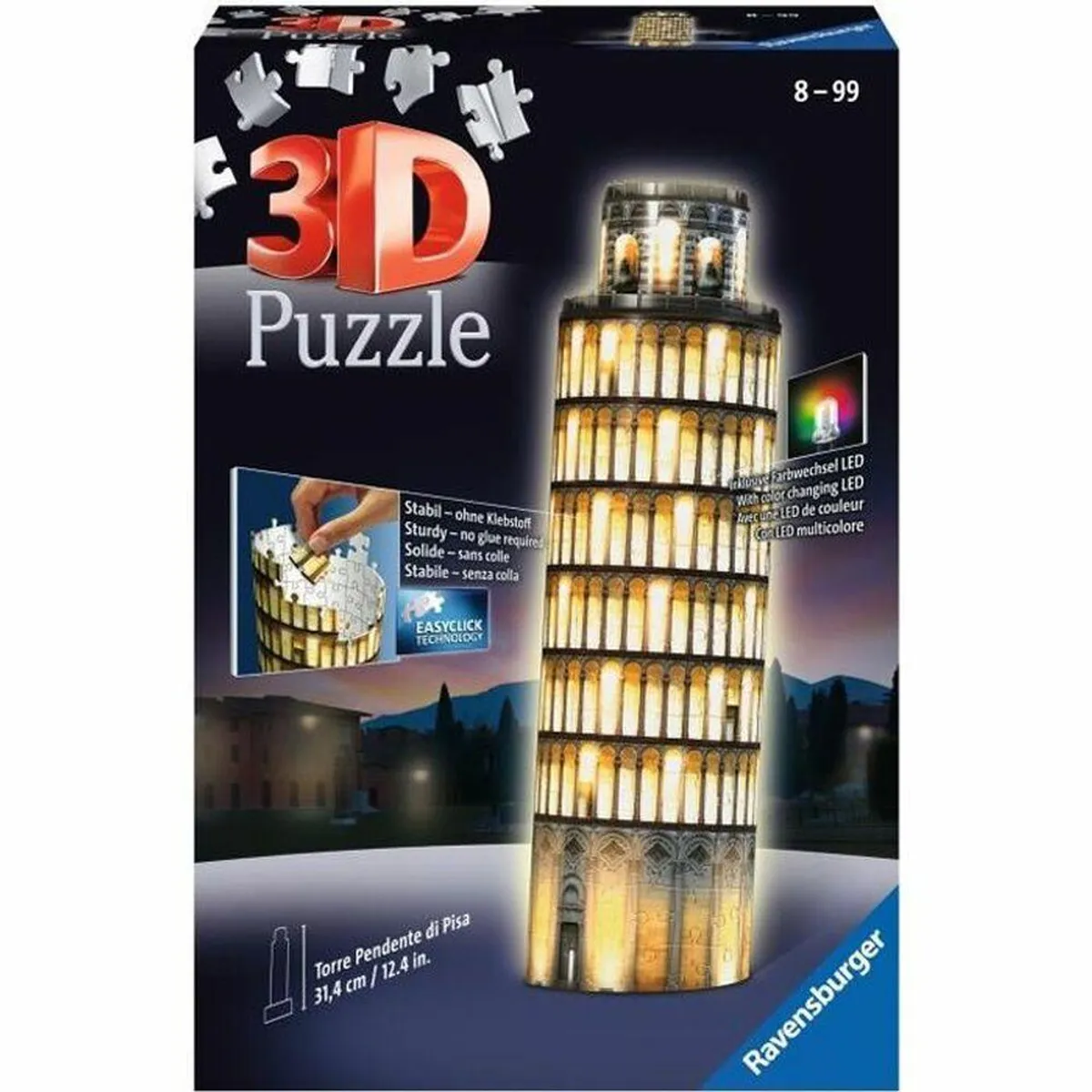 3D Puslespil Ravensburger Tour De Pise Night Edition 216 Dele