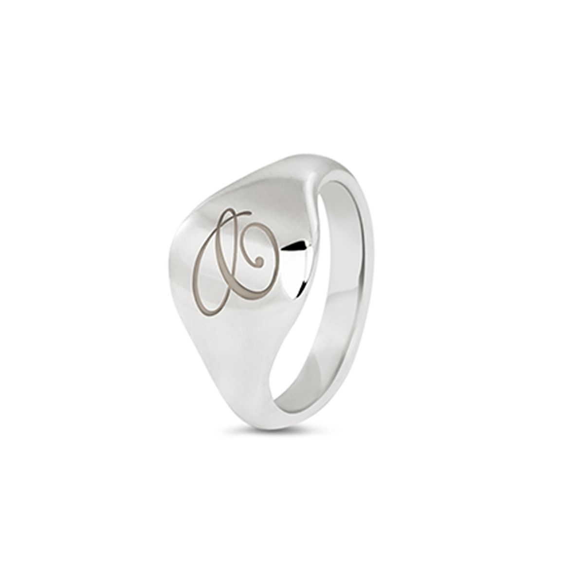 412 W - Ring med initial, hvidguld