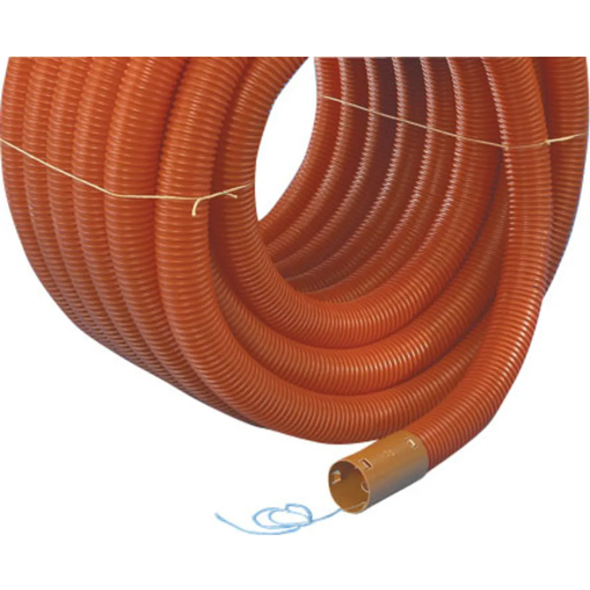 50 meter Wavin 92/80 mm PVC-kabelrør med muffe, korrugeret, 50 m, rød