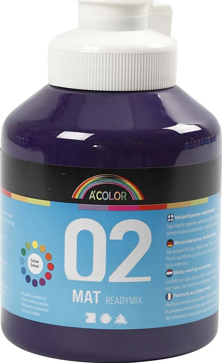 A-color - Skole Akrylmaling - Mat - Violet - 500 Ml