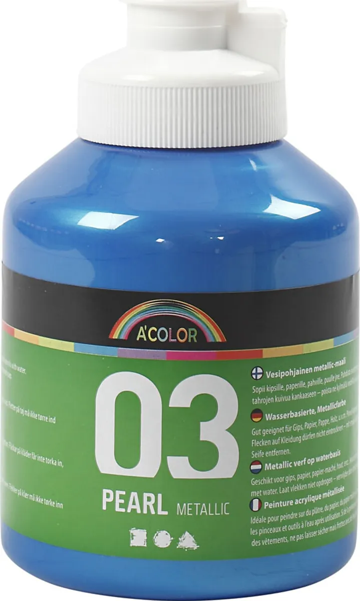 A-color - Skole Akrylmaling - Metallic - Blå - 500 Ml