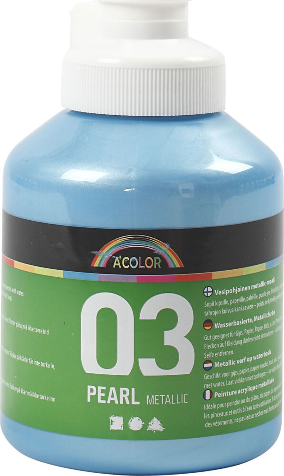 A-color - Skole Akrylmaling - Metallic - Lyseblå - 500 Ml