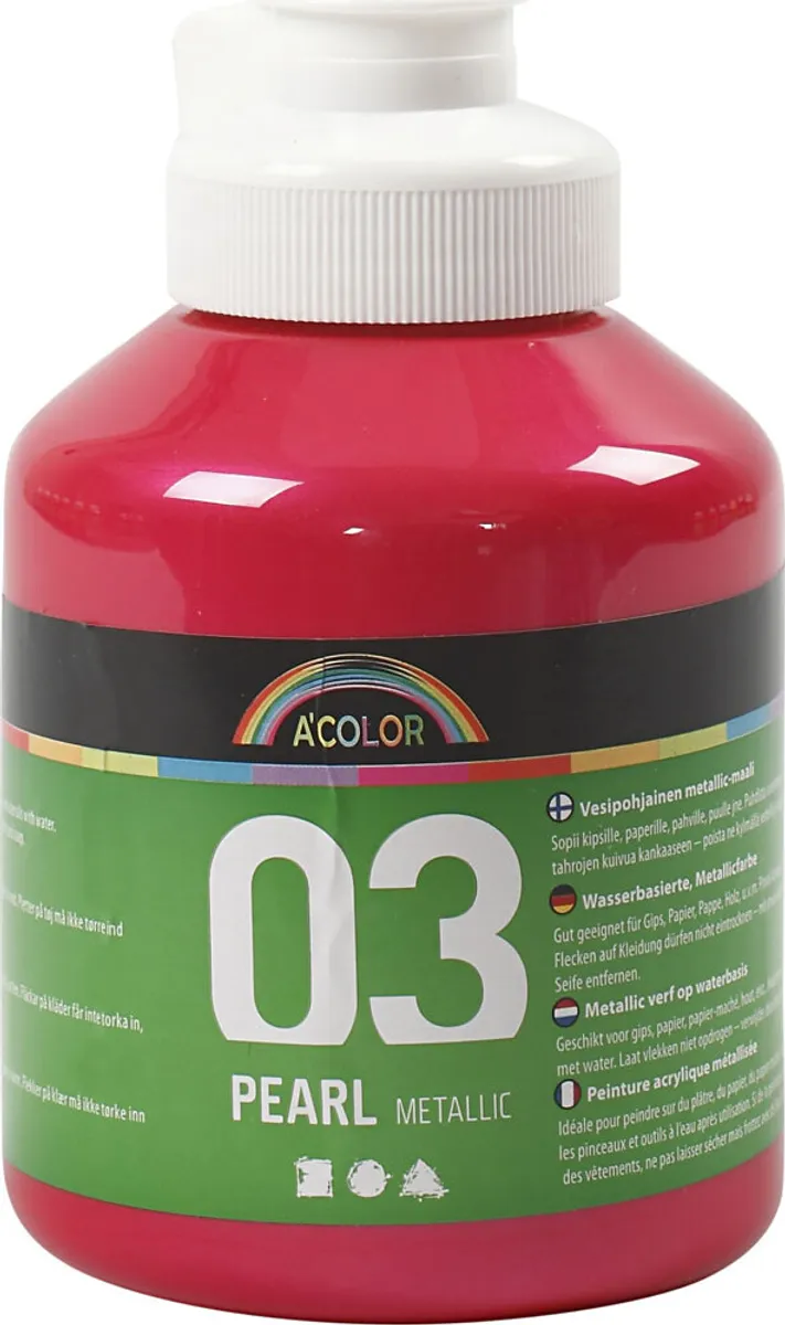 A-color - Skole Akrylmaling - Metallic - Pink - 500 Ml