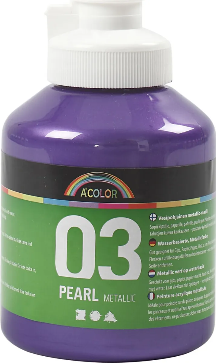 A-color - Skole Akrylmaling - Metallic - Violet - 500 Ml