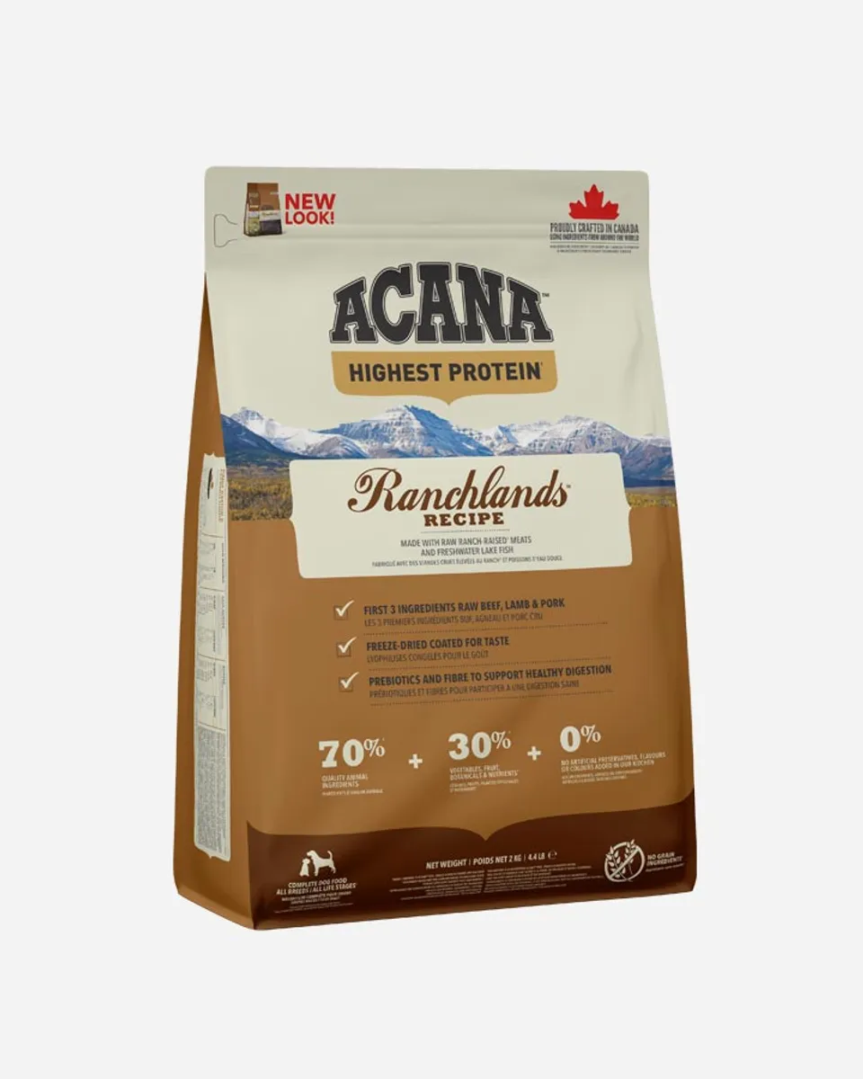 Acana Ranchlands - med Okse Lam Gris Bison og Fisk, 2 kg