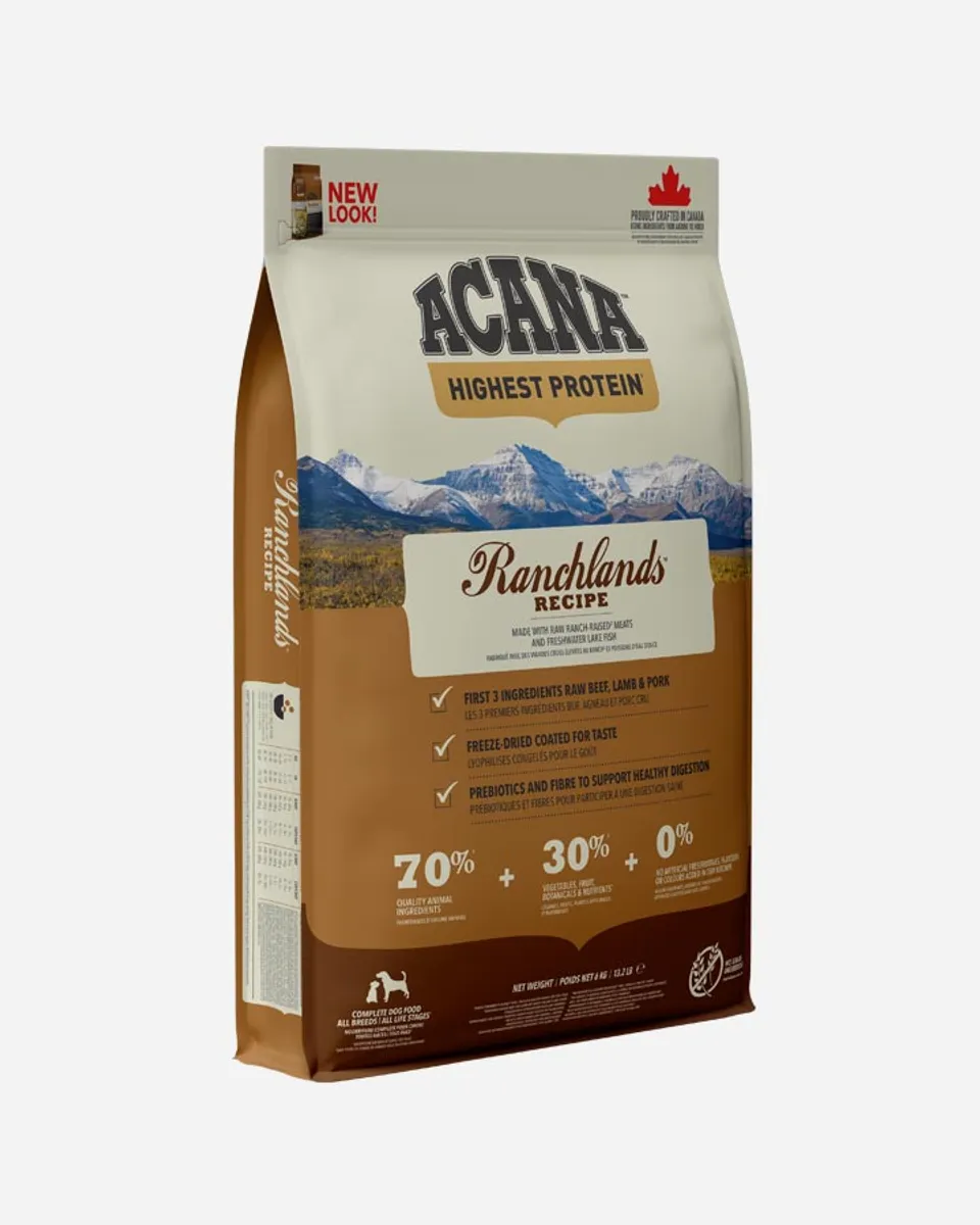 Acana Ranchlands - med Okse Lam Gris Bison og Fisk, 6 kg