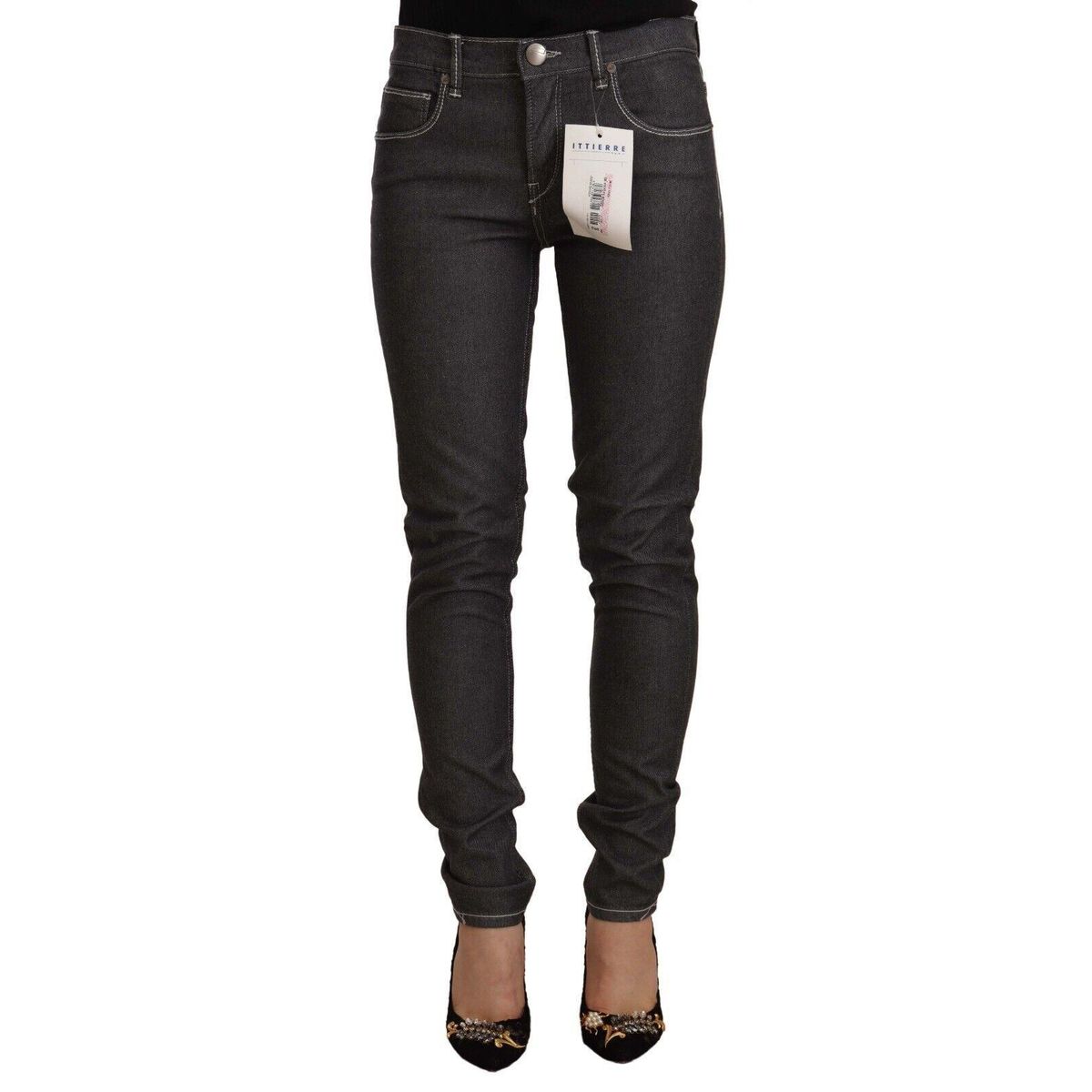 Acht Chic Mid Waist Skinny Black Jeans