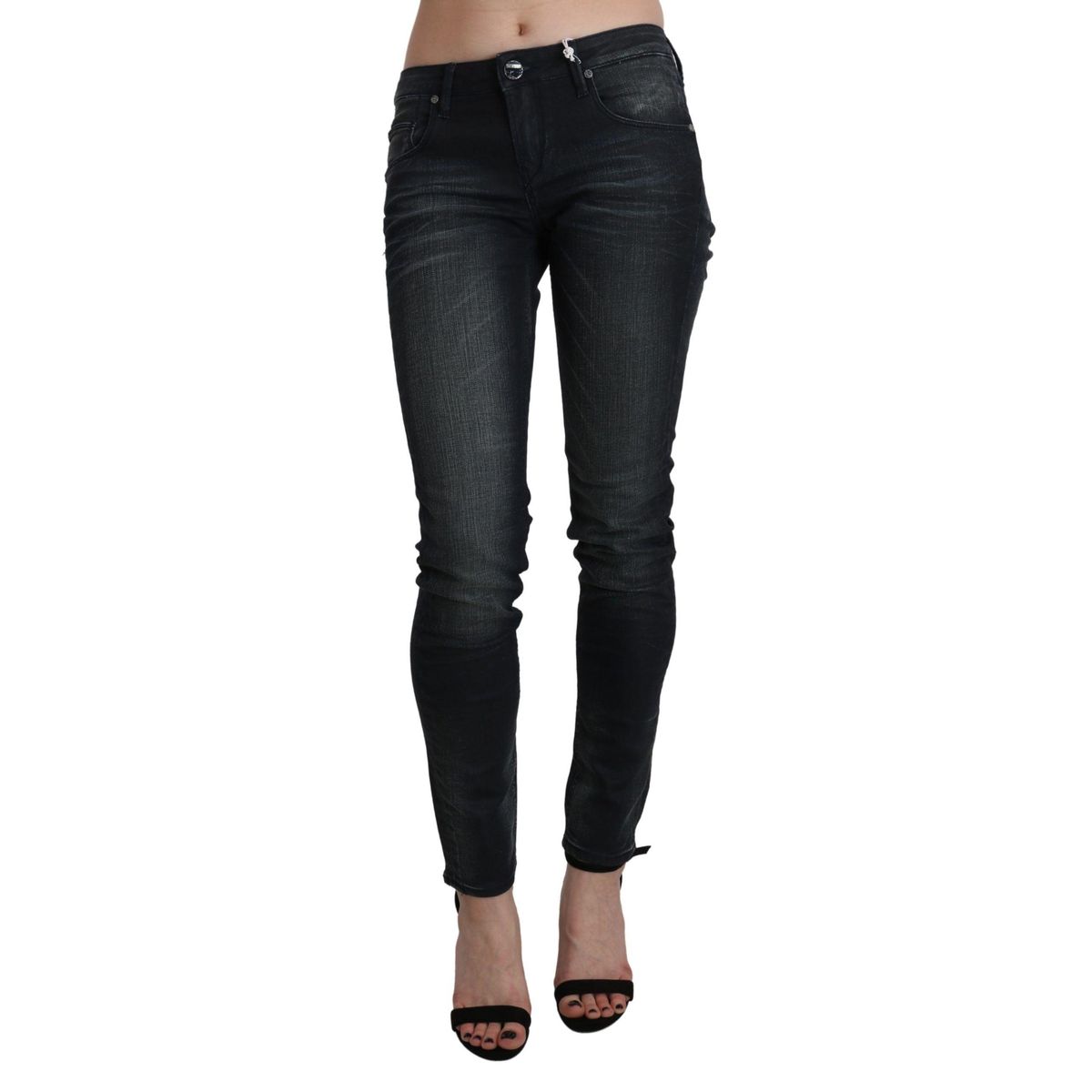 Acht Elegant Low Waist Skinny Black Jeans