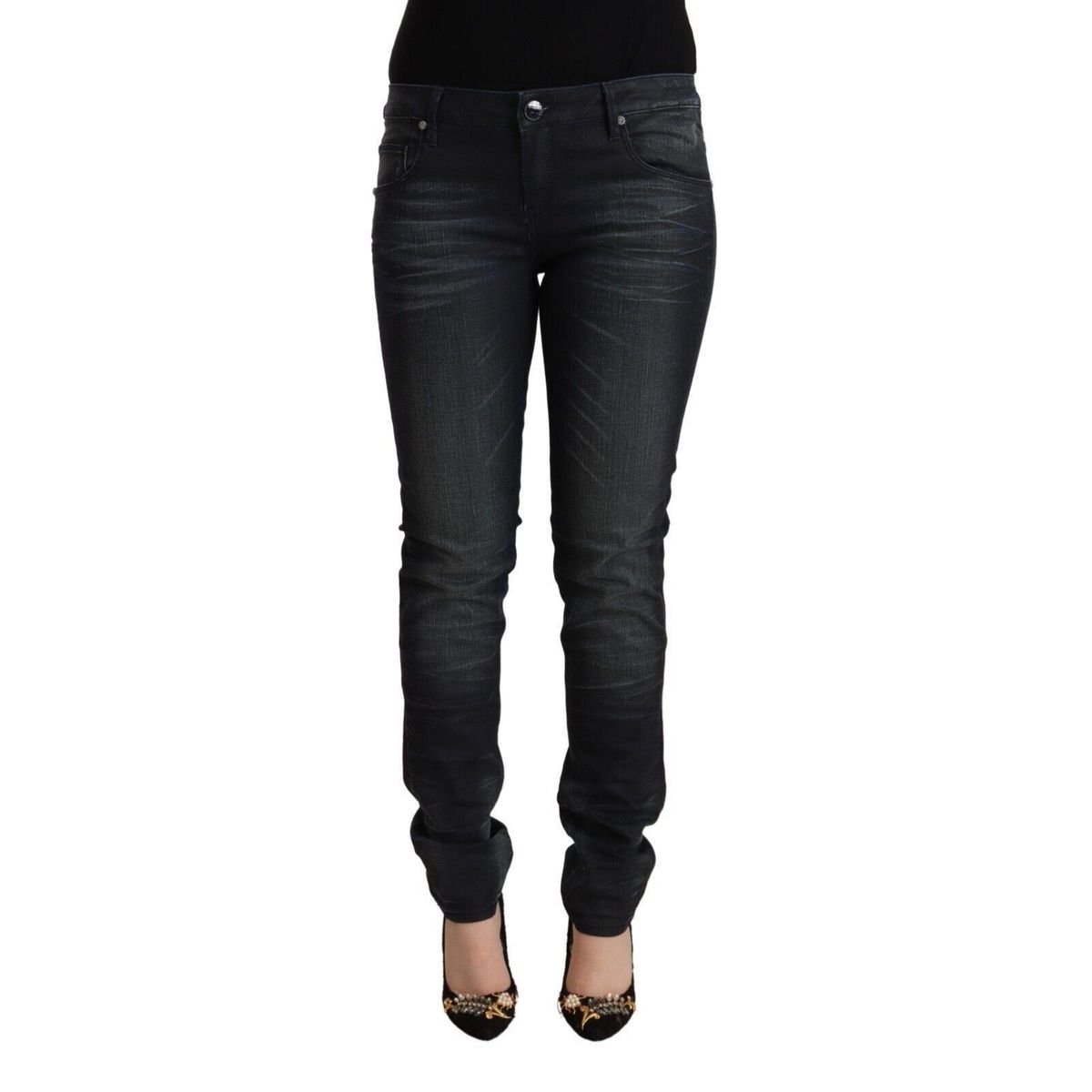 Acht Sleek Black Washed Slim Fit Jeans