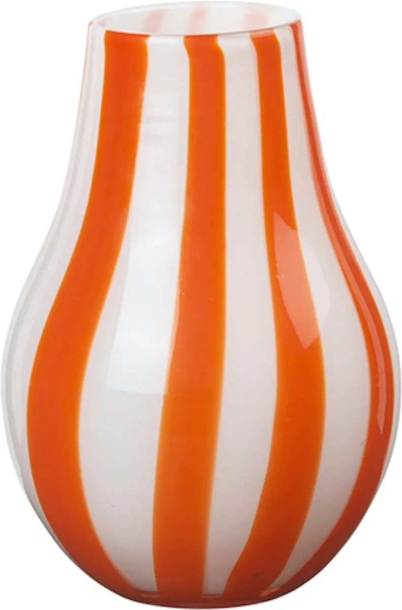 Ada stripe, Vase, orange, H15,5x22,5 cm, mundblæst glas