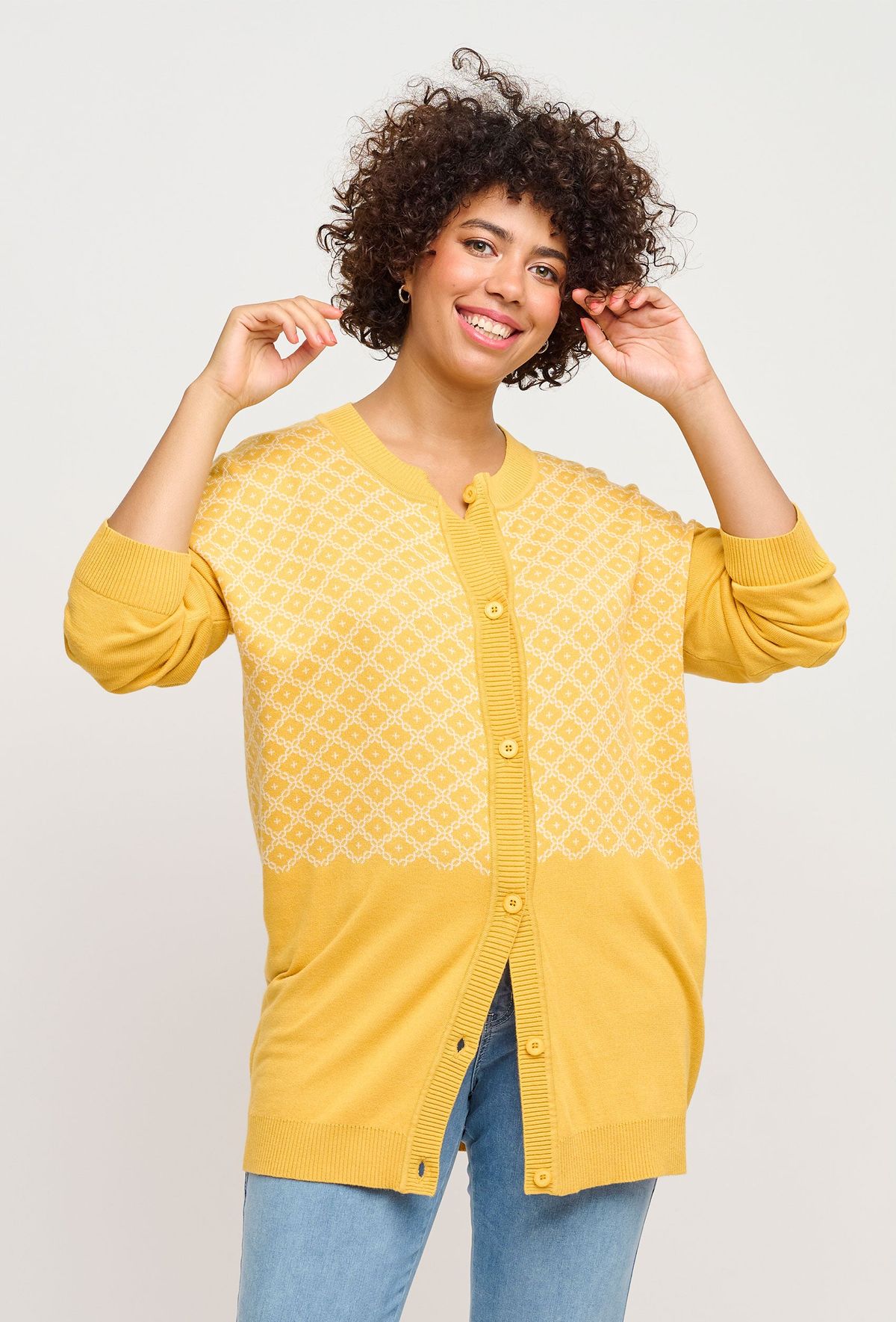 Adia - Cardigan - Adlorra - Yoke Yellow - L/50-52