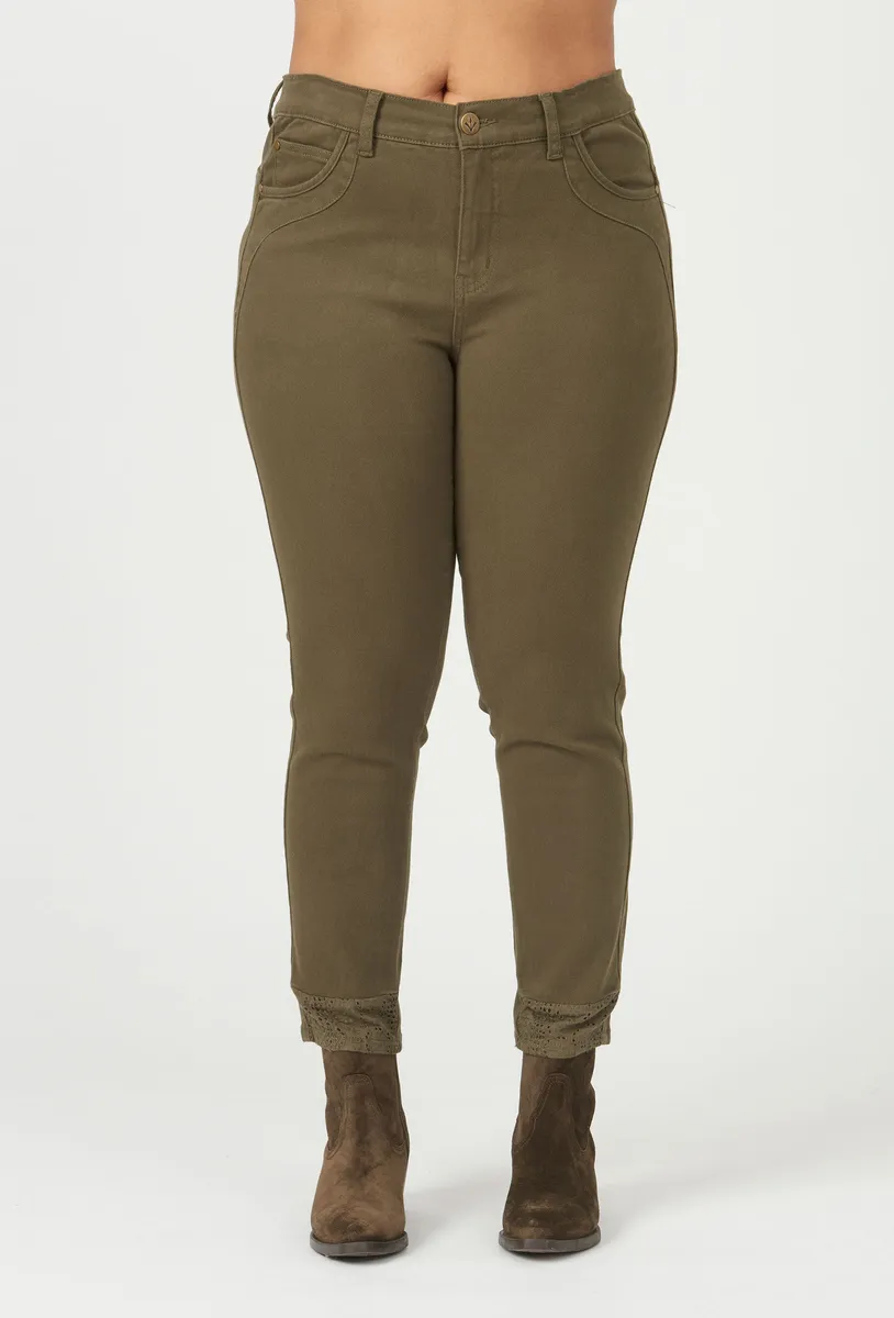 Adia - Jeans - Adjeans Milan 7/8 - Dark Olive - 40