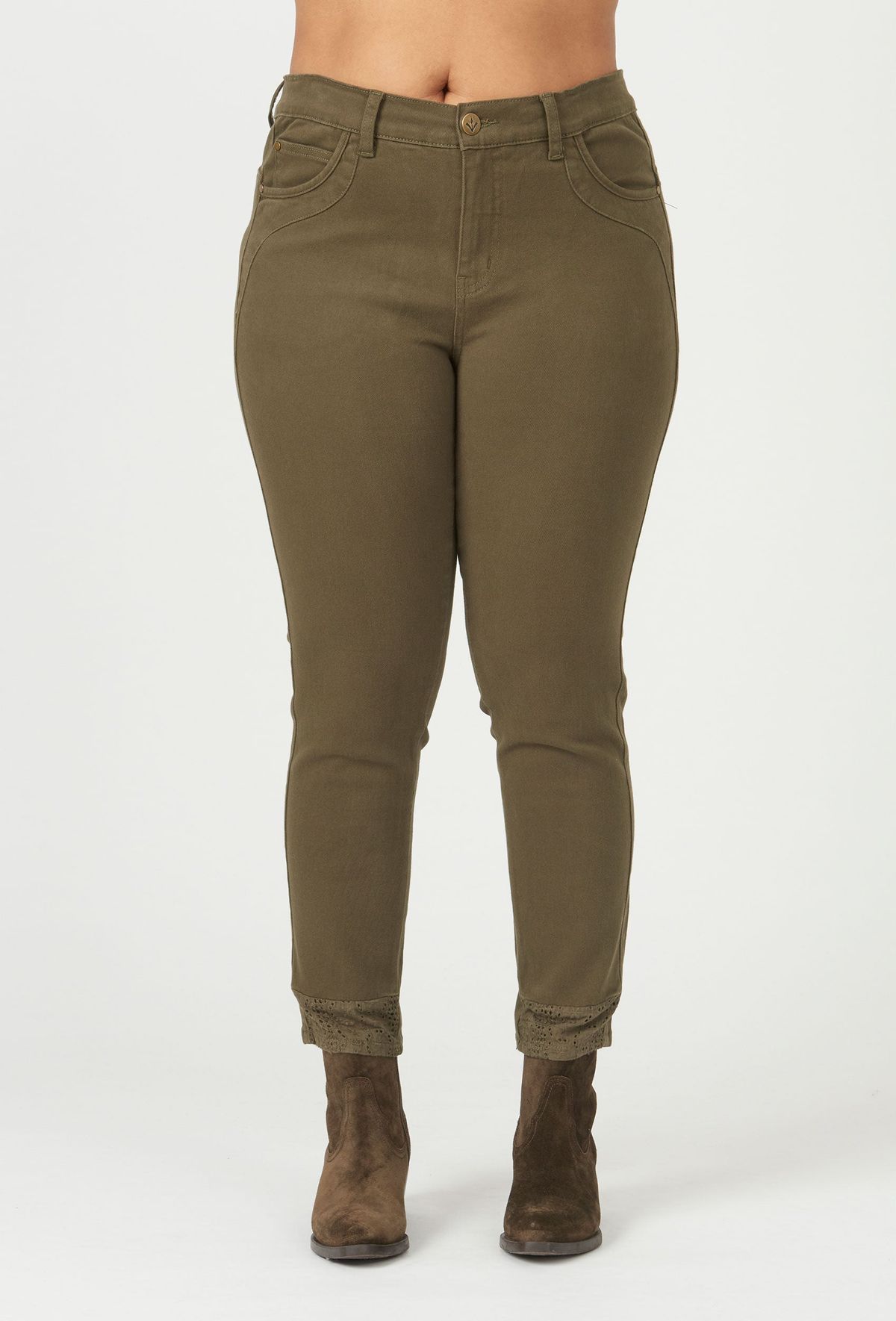 Adia - Jeans - Adjeans Milan 7/8 - Dark Olive - 48