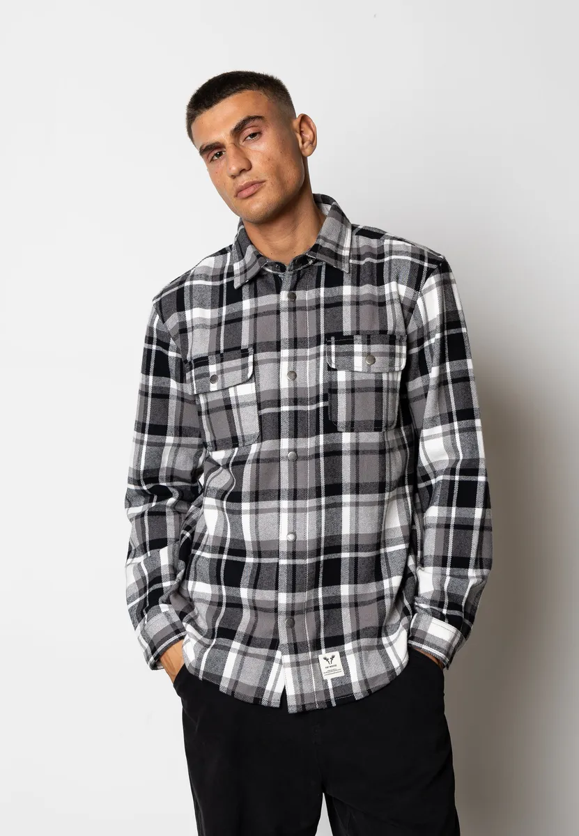 ADRIAN COTTON SHIRT - Black/Mid grey