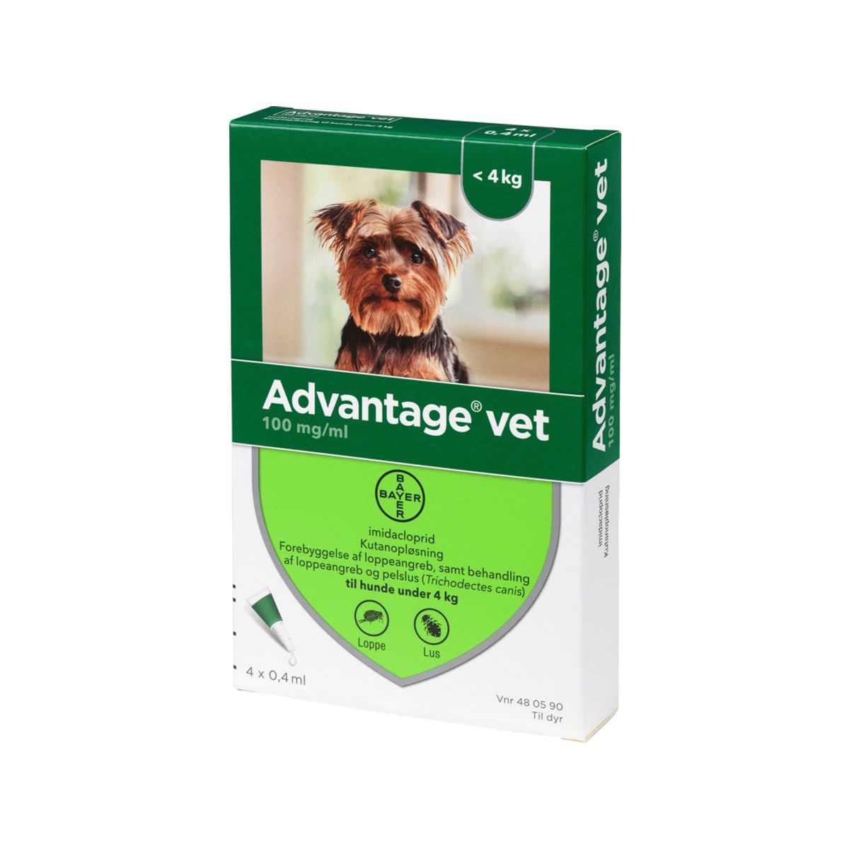 Advantage loppemiddel til hund 0-4 kg 4 pipetter