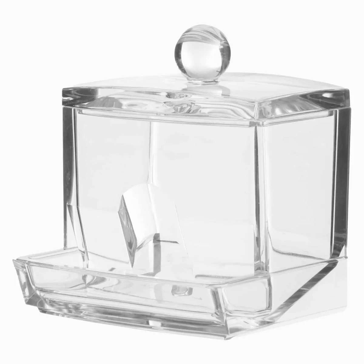 Agnete - Holder til vatpinde - Transparent - 9,5cm x 7cm x 9,5cm