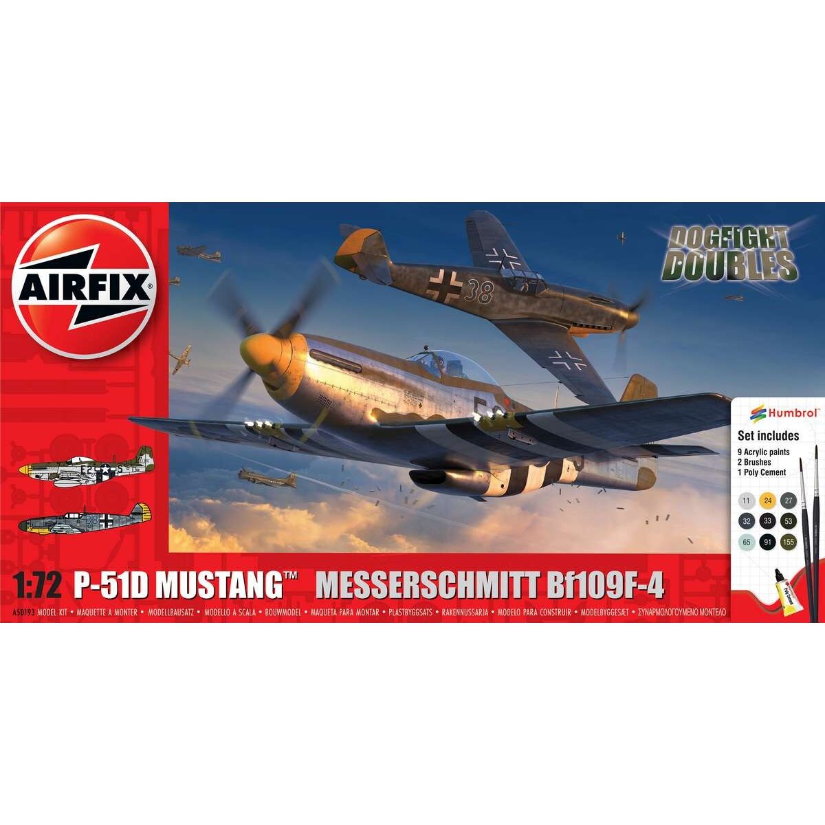 Airfix - P-51d Mustang Vs Messerschmitt Bf109f-4 - 1:72 - A50193