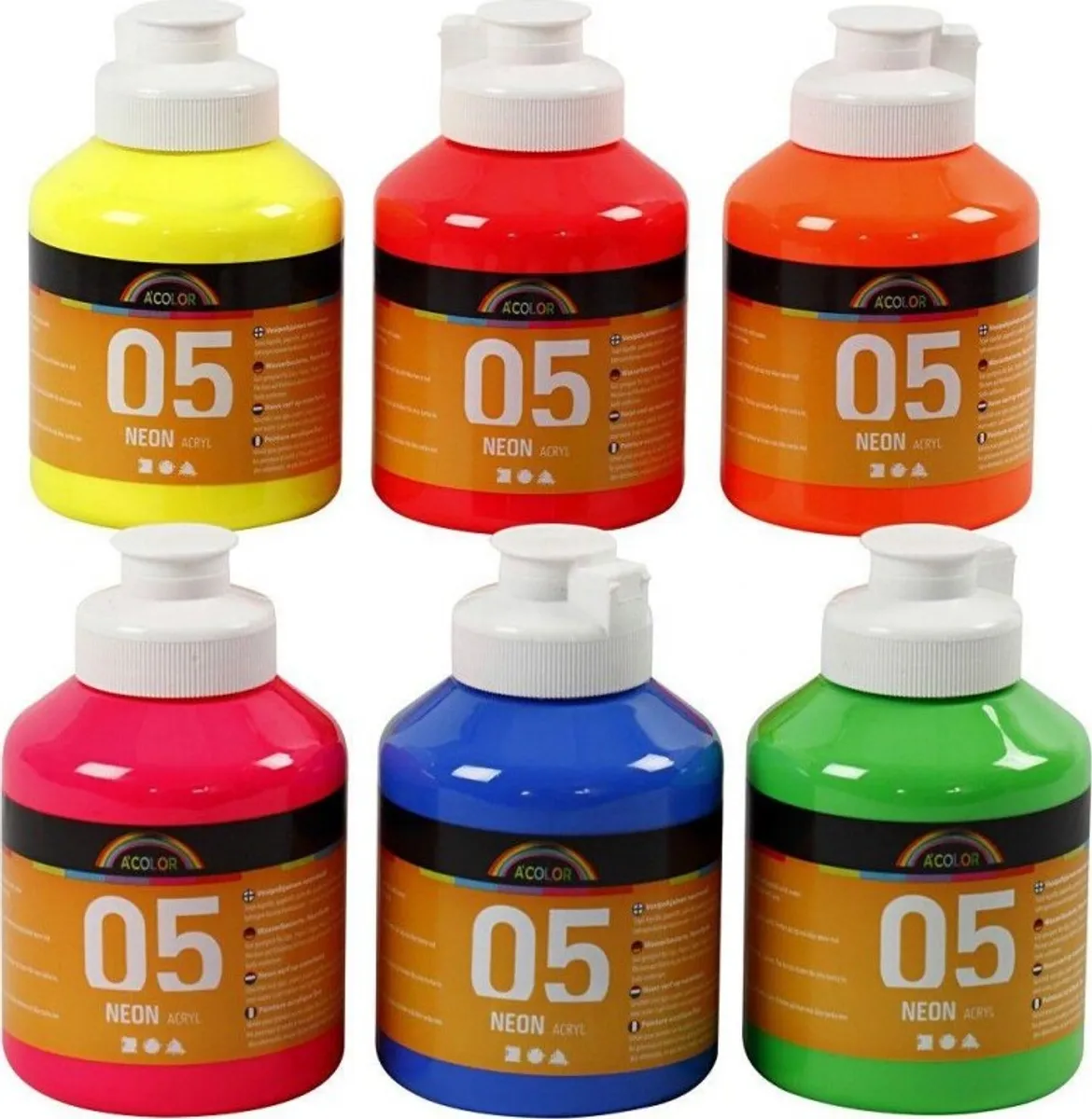 Akrylmaling - Neon Farver - A-color 05 - 6x500ml