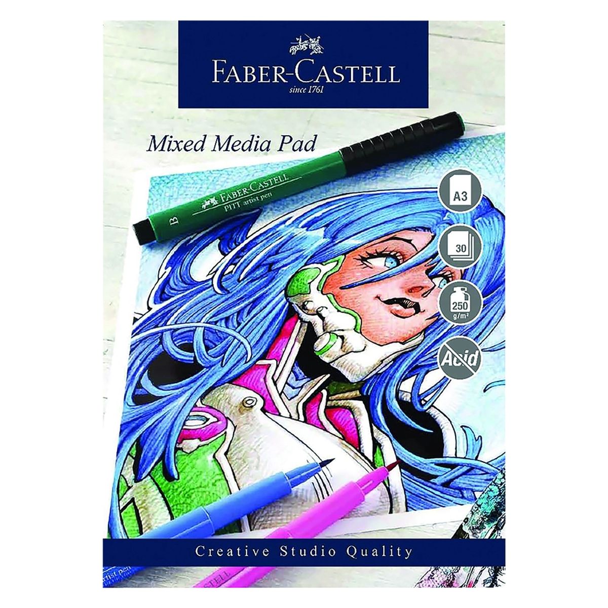 Akvarel blok Faber-Castell mixed A3 250g syrefri 30ark