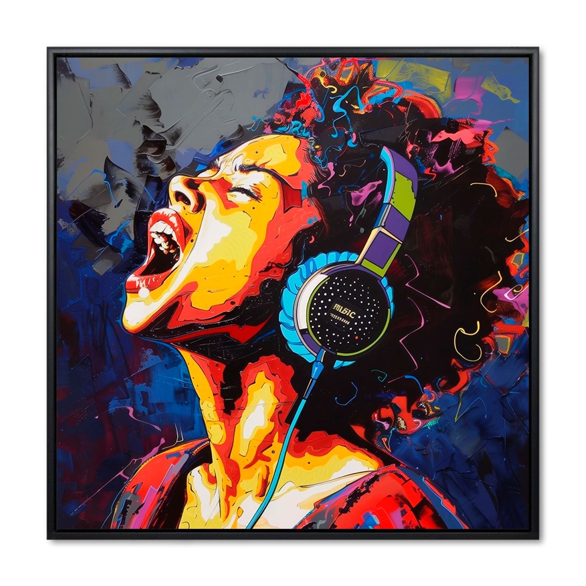 Alive with Music - 100x100 cm. - Sort ramme