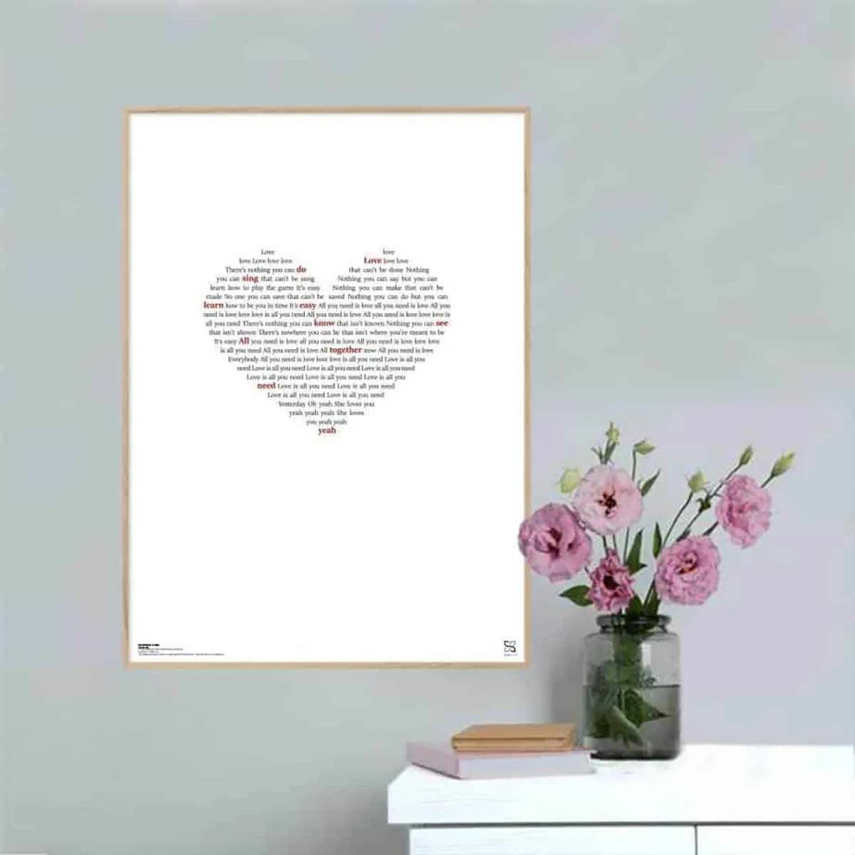 All You Need is Love - The Beatles - Songshape poster - 15 x 21 cm / XS / lodret