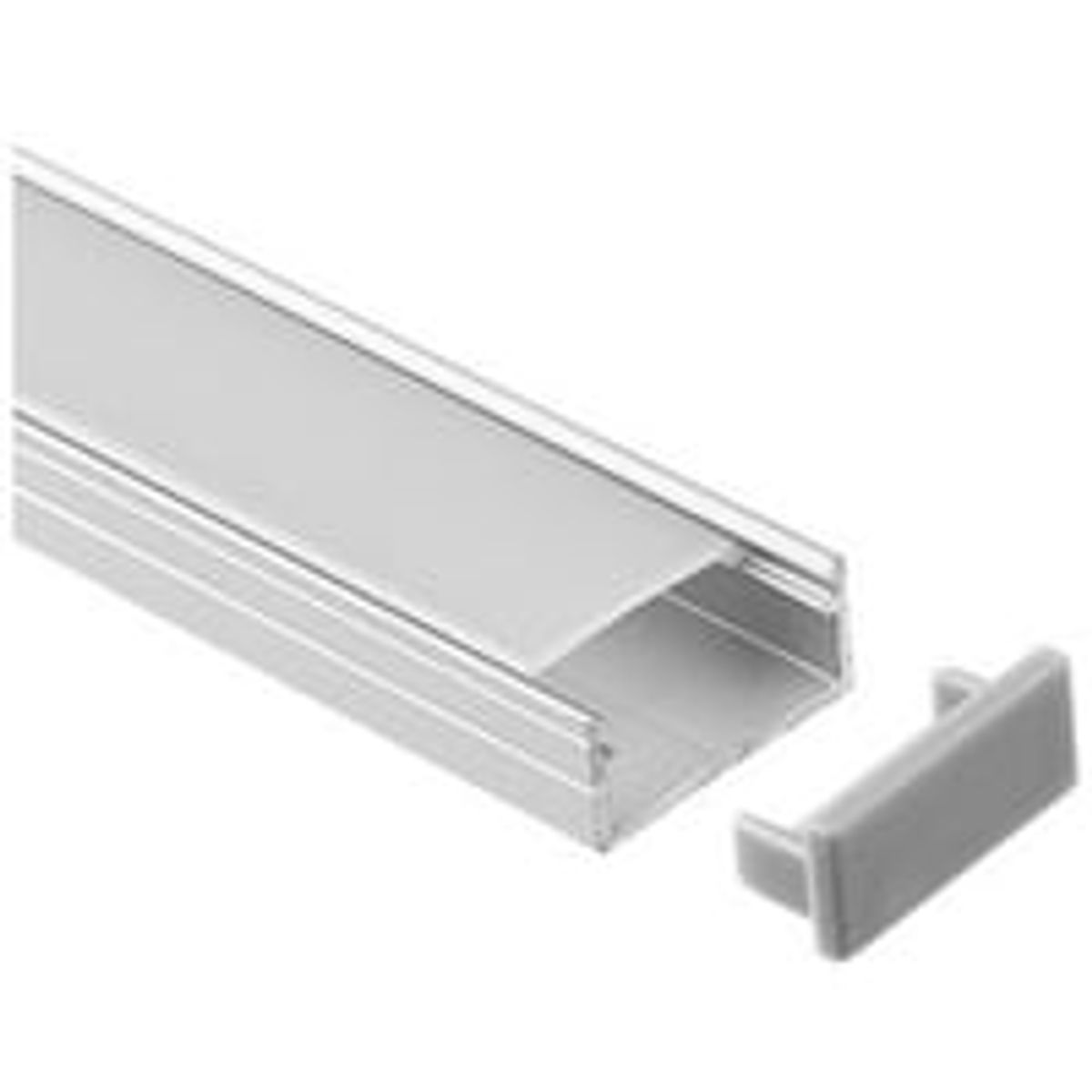 Aluprofil til LED strips, 18x8 mm, 1 meter, inkl. mlkehvidt cover, klips, endestykker