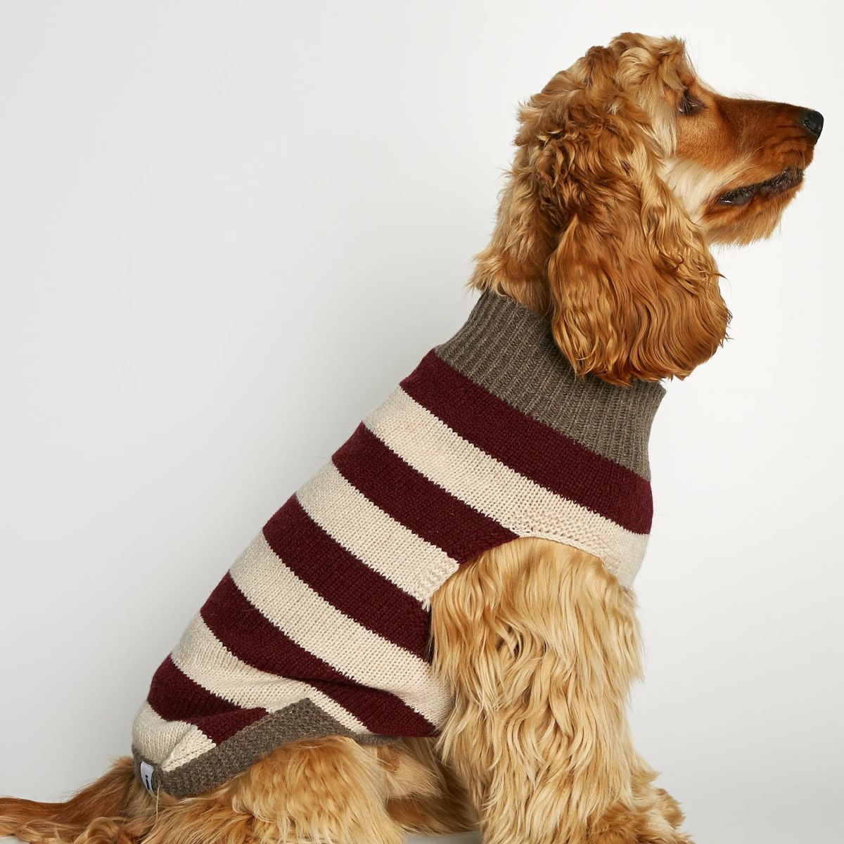 Annie Sweater // Hundesweater i merinould og cashmere (bordeaux/brun) - L