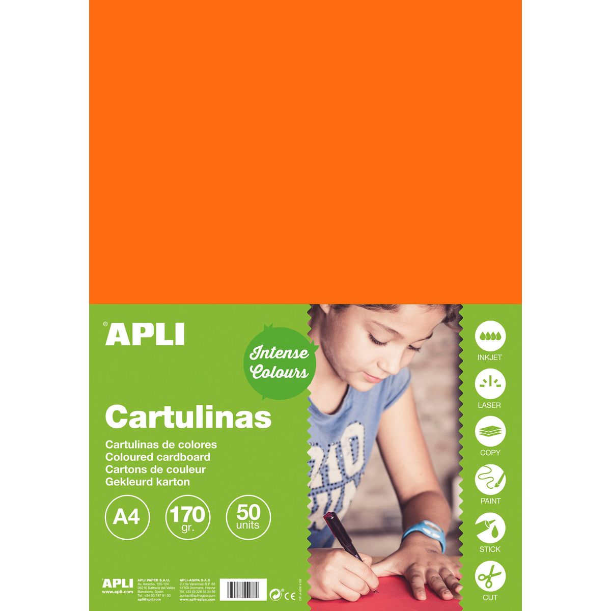 Apli karton A4 170g orange 50ark