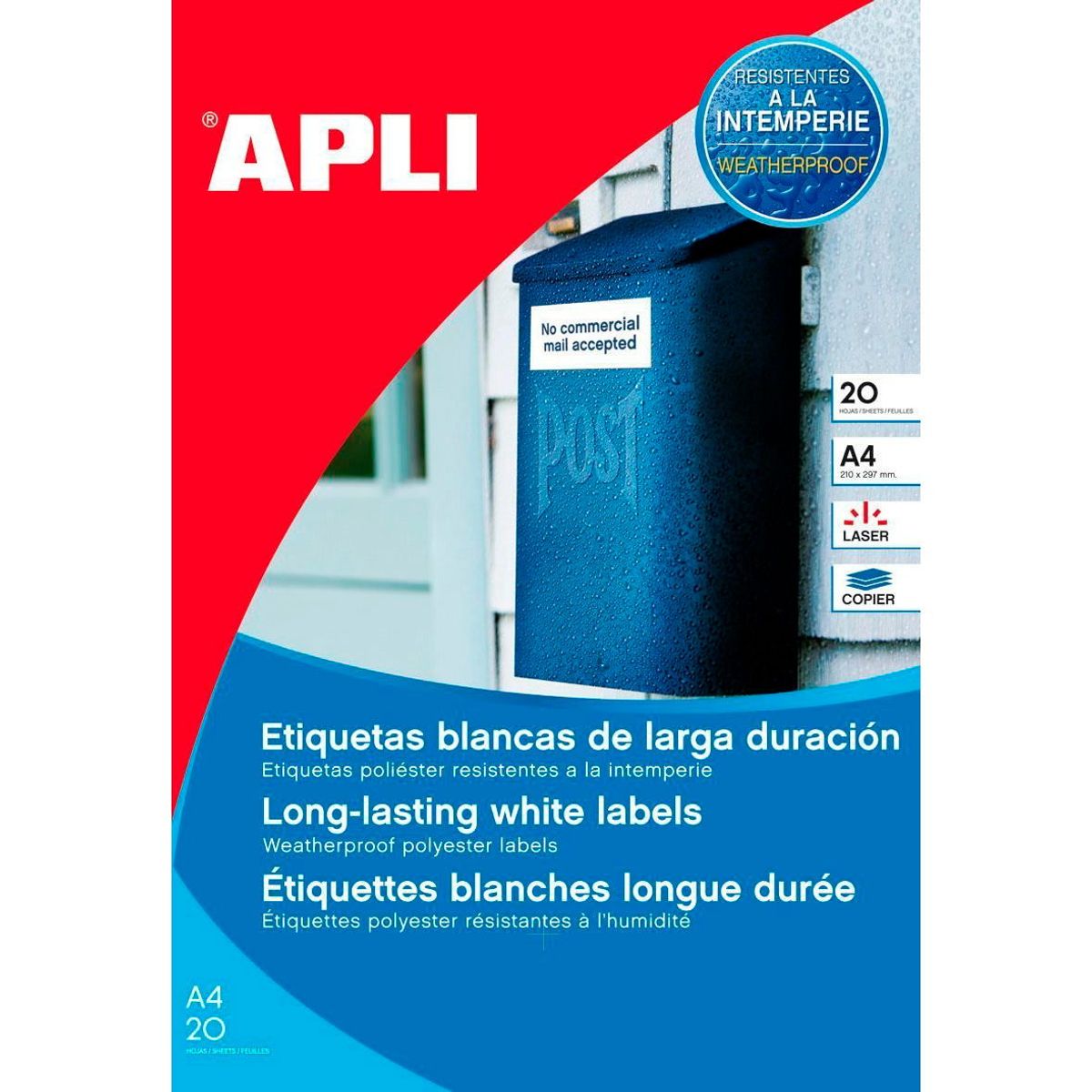 Apli polyester etiketter 105x148mm hvid