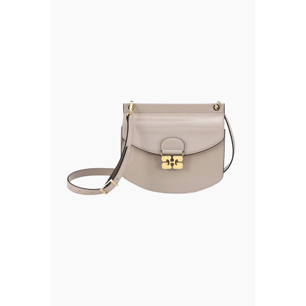 Apo-G Bag Small Patent A6227 - Oyester Gray - GANNI - Beige One Size