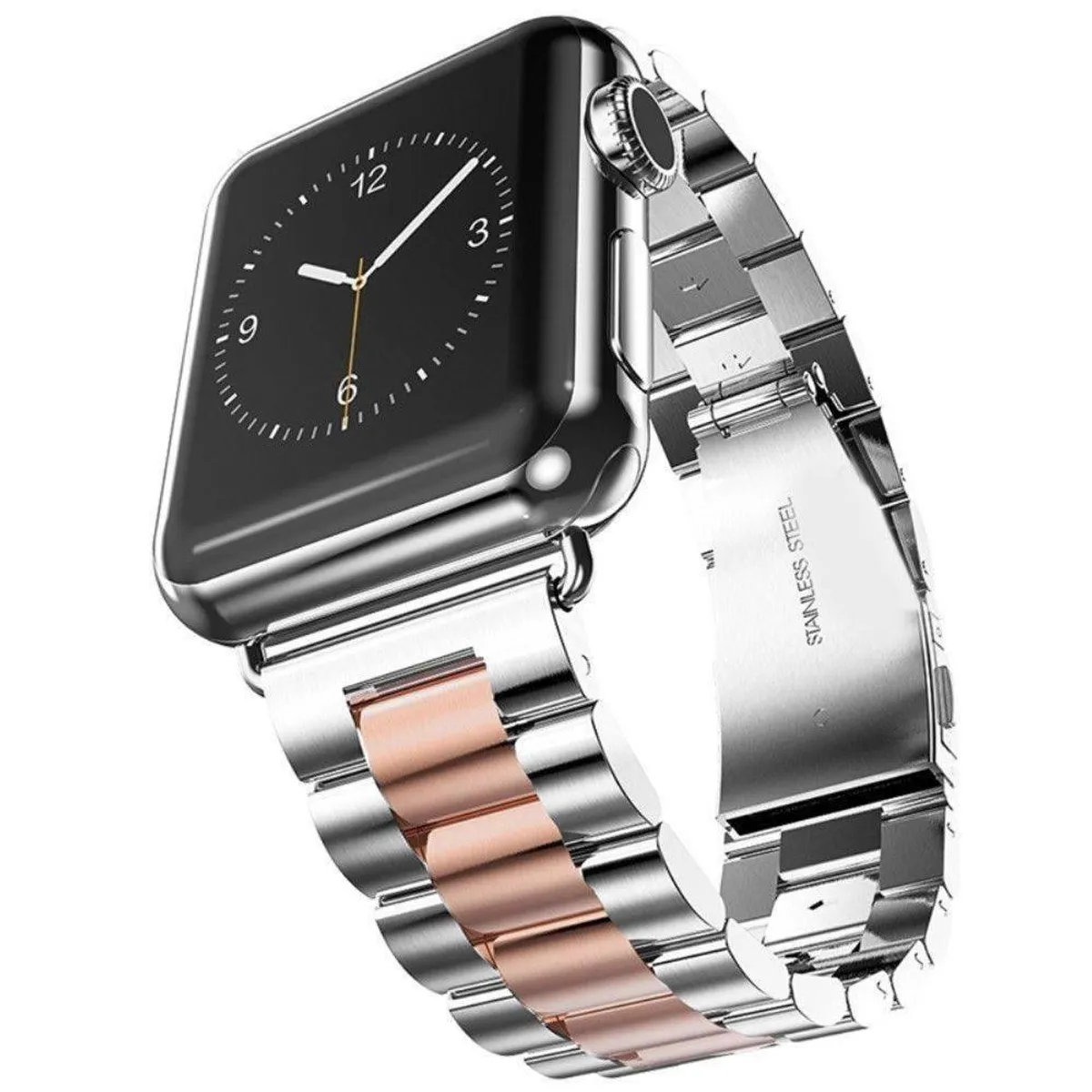 Apple Watch 10 46mm / 9/8/7/6/5/4/3/2/1/SE - 45/44/42mm / Watch Ultra / Ultra 2 - Luksus metal Beads urrem - Rosa guld/sølv