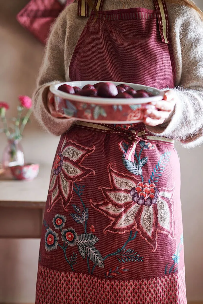 Apron Flower Festival Dark Pink 85x88cm