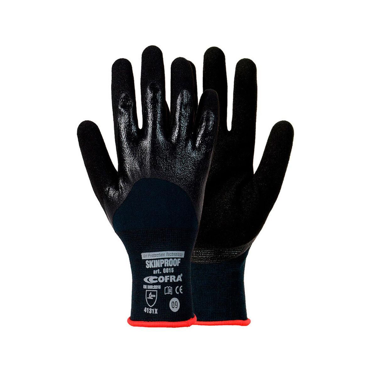 Arbejdshandsker Cofra Skinproof Sort Nylon Elastane Nitril 8