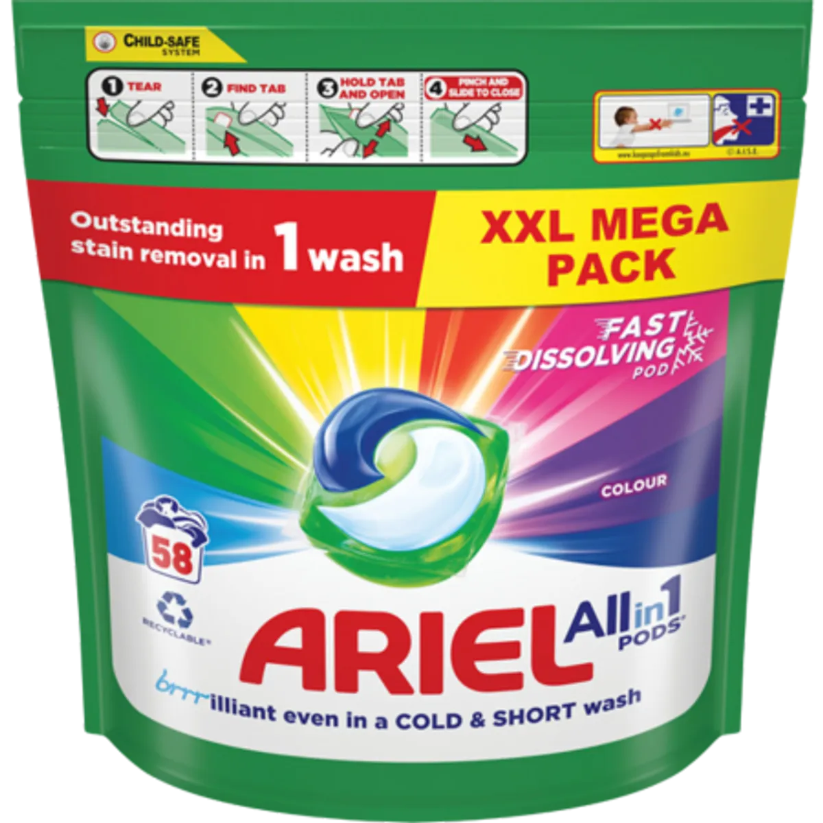 Ariel All-In-One Colour Pods - 58 stk