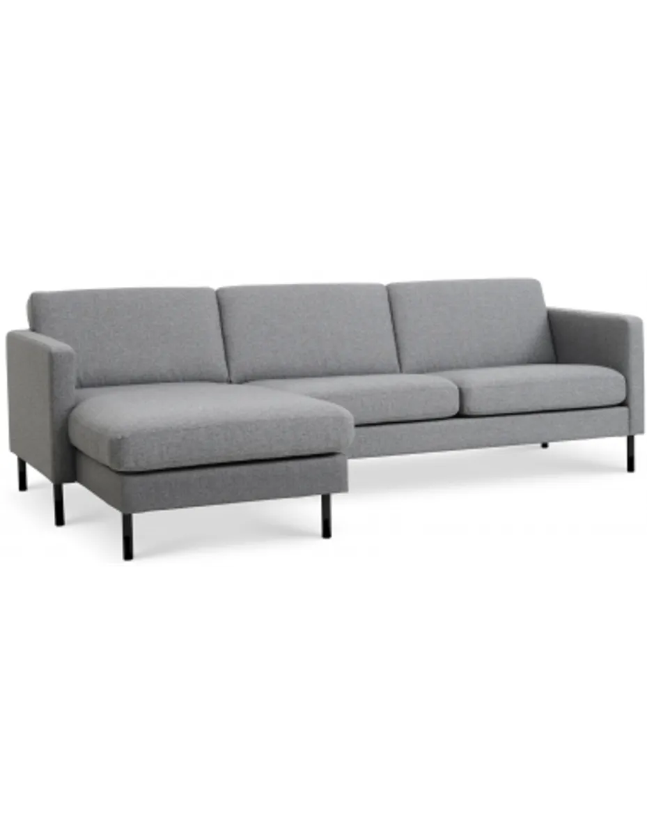 Askset chaiselongsofa i polyester B260 x D145 cm - Sort/Lysegrå