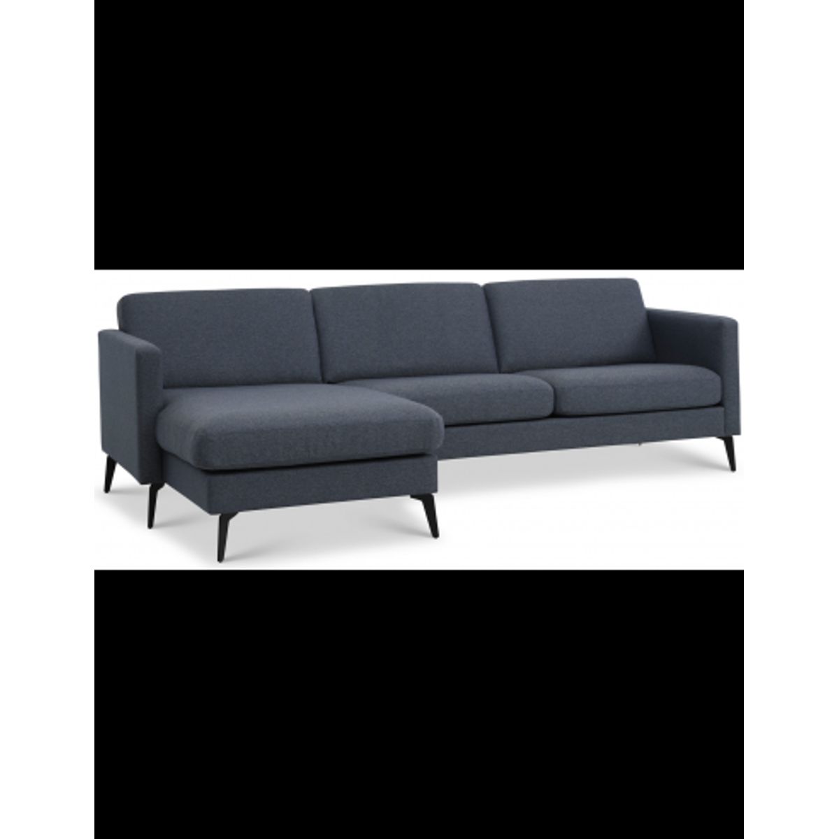 Askset chaiselongsofa i polyester B260 x D145 cm - Sort/Navy