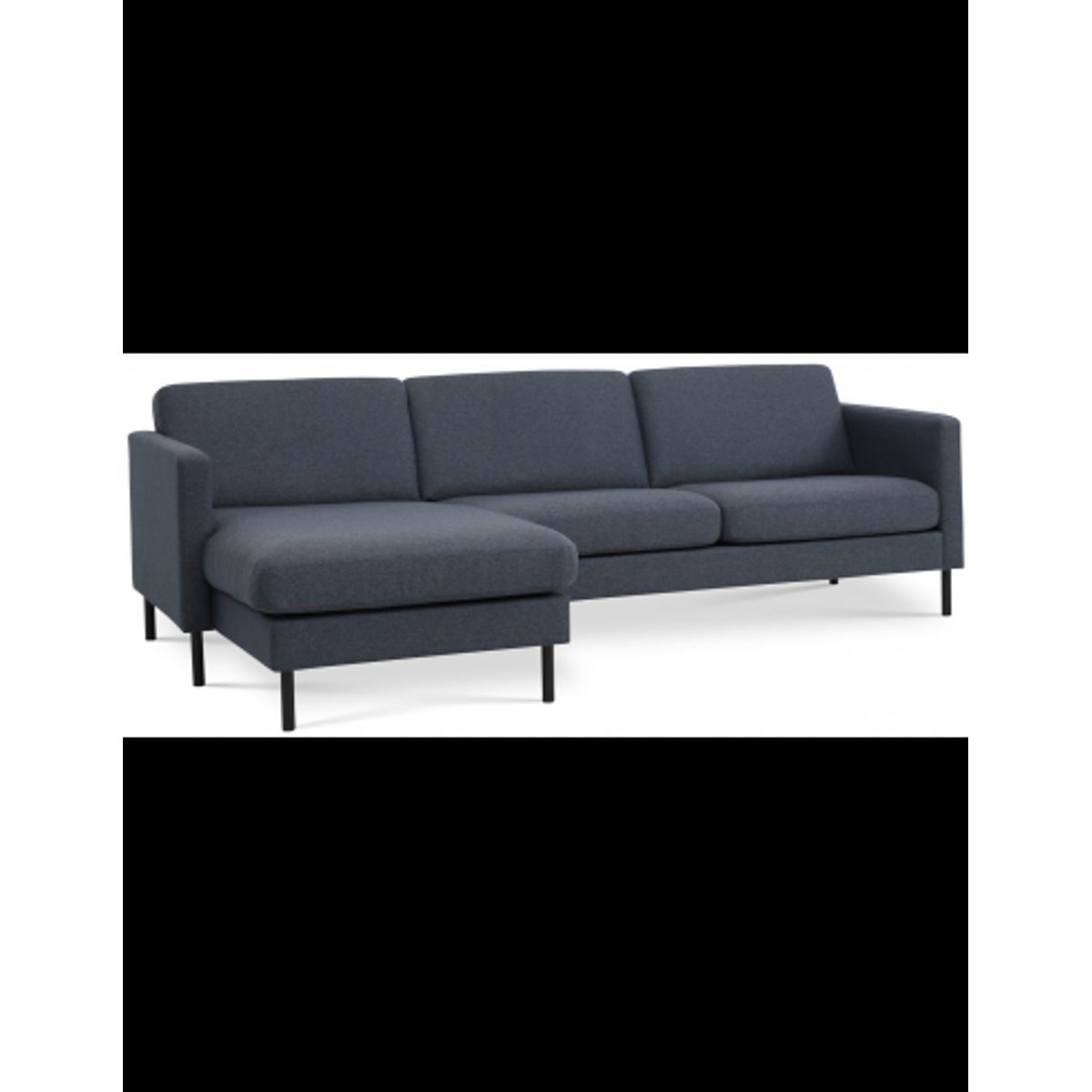 Askset chaiselongsofa i polyester B260 x D145 cm - Sort/Navy