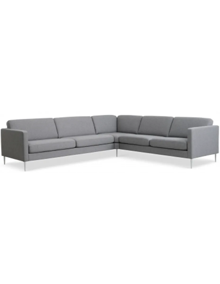 Askset hjørnesofa i polyester B300 x D264 cm - Børstet alugrå/Lysegrå