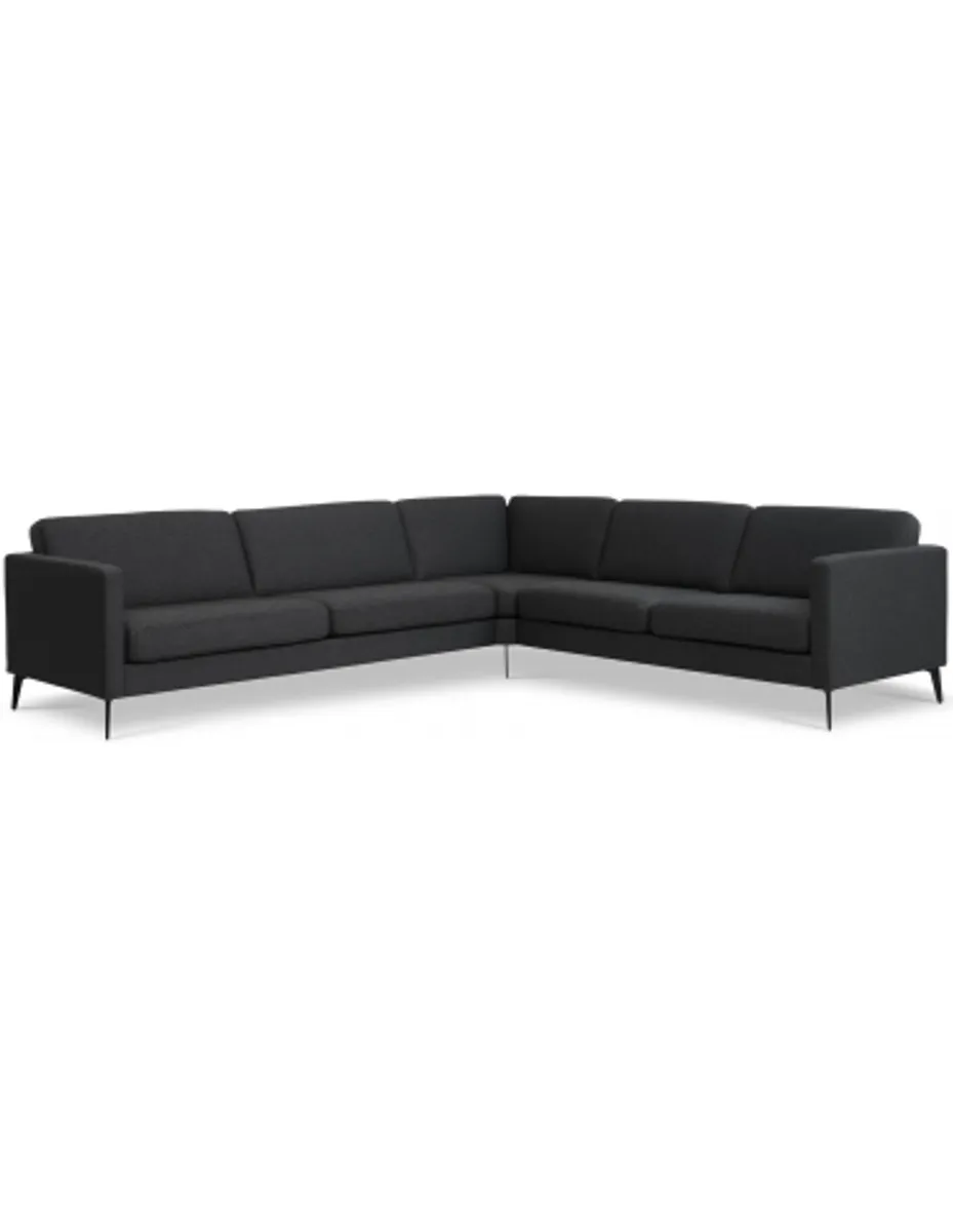 Askset hjørnesofa i polyester B300 x D264 cm - Sort/Antracit