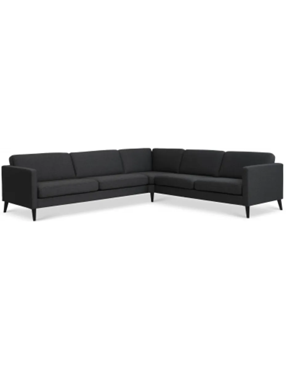 Askset hjørnesofa i polyester B300 x D264 cm - Sort/Antracit