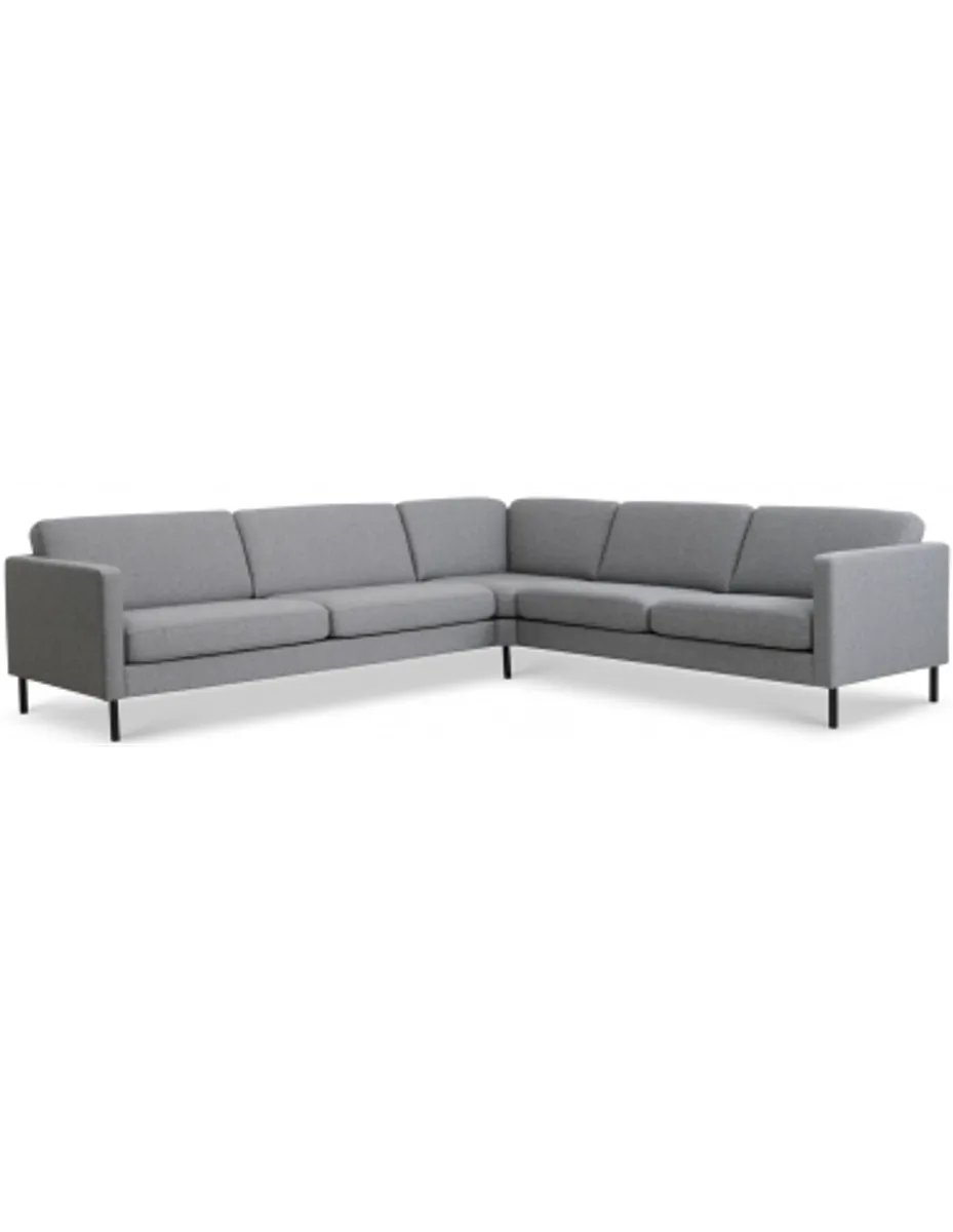 Askset hjørnesofa i polyester B300 x D264 cm - Sort/Lysegrå