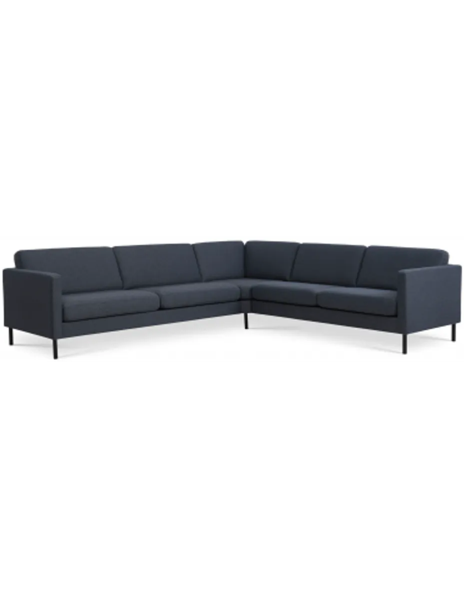 Askset hjørnesofa i polyester B300 x D264 cm - Sort/Navy