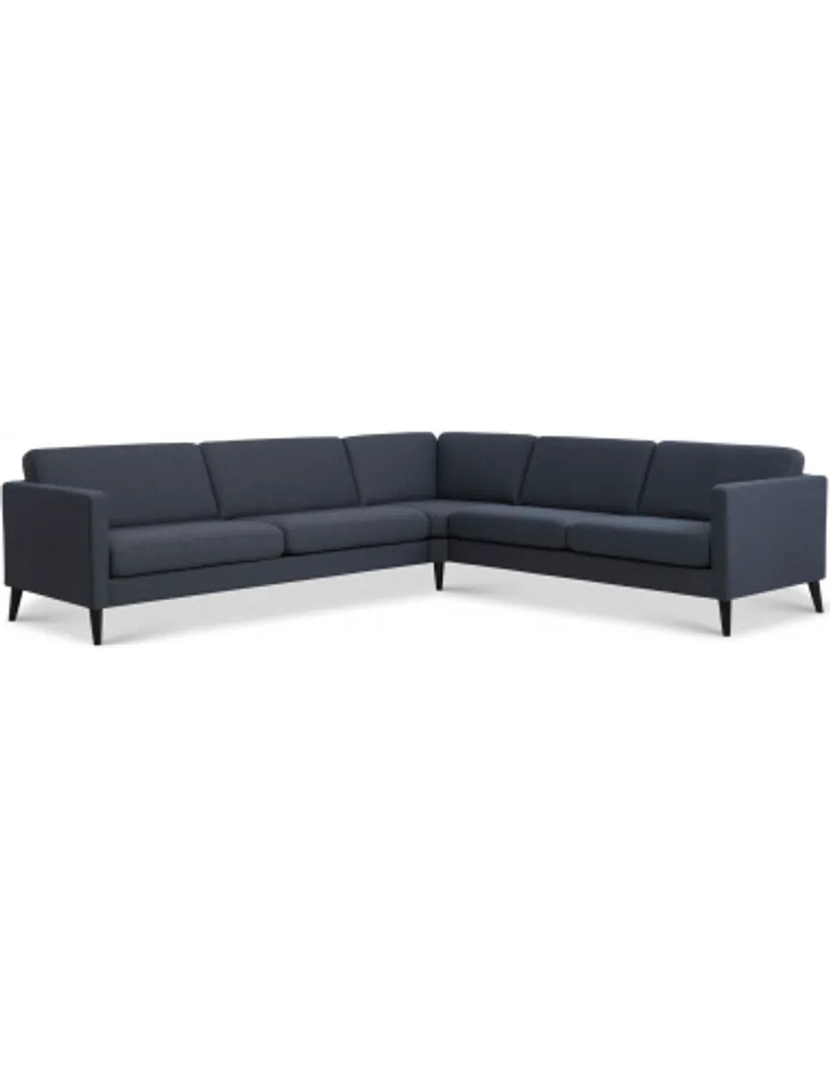 Askset hjørnesofa i polyester B300 x D264 cm - Sort/Navy