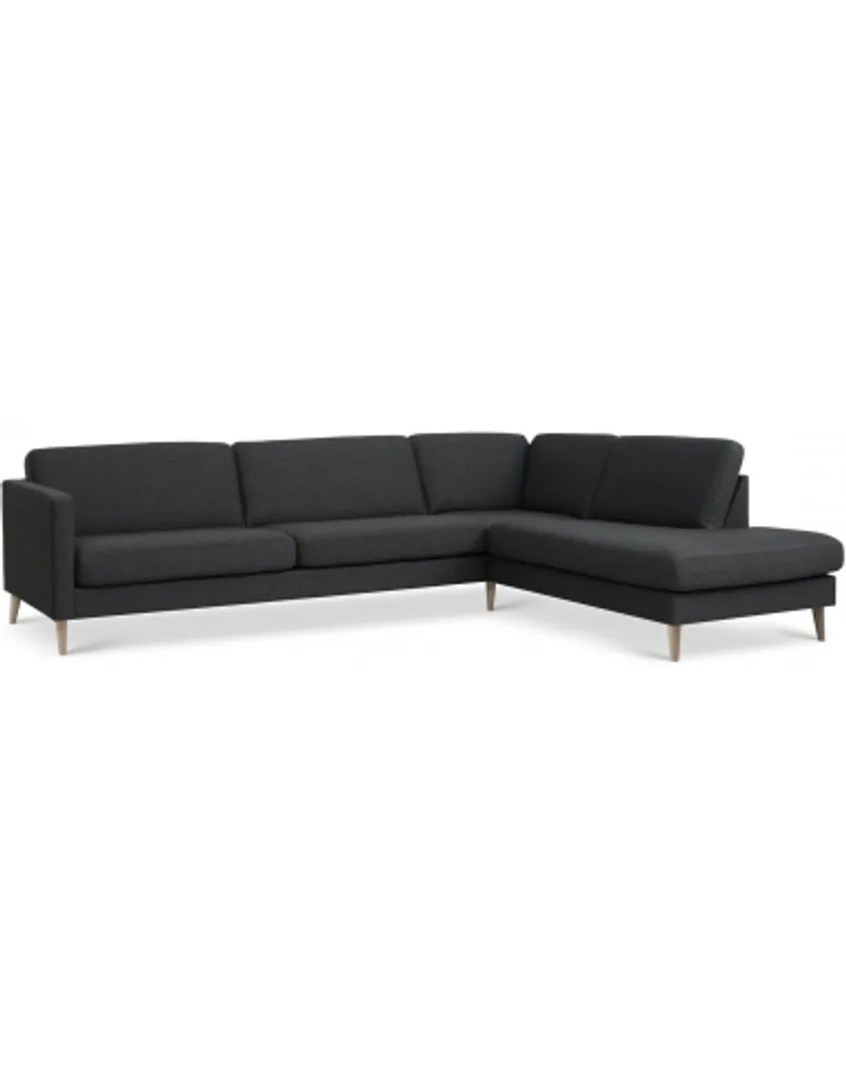 Askset højrevendt chaiselongsofa i polyester B291 x D219 cm - Natur/Antracit