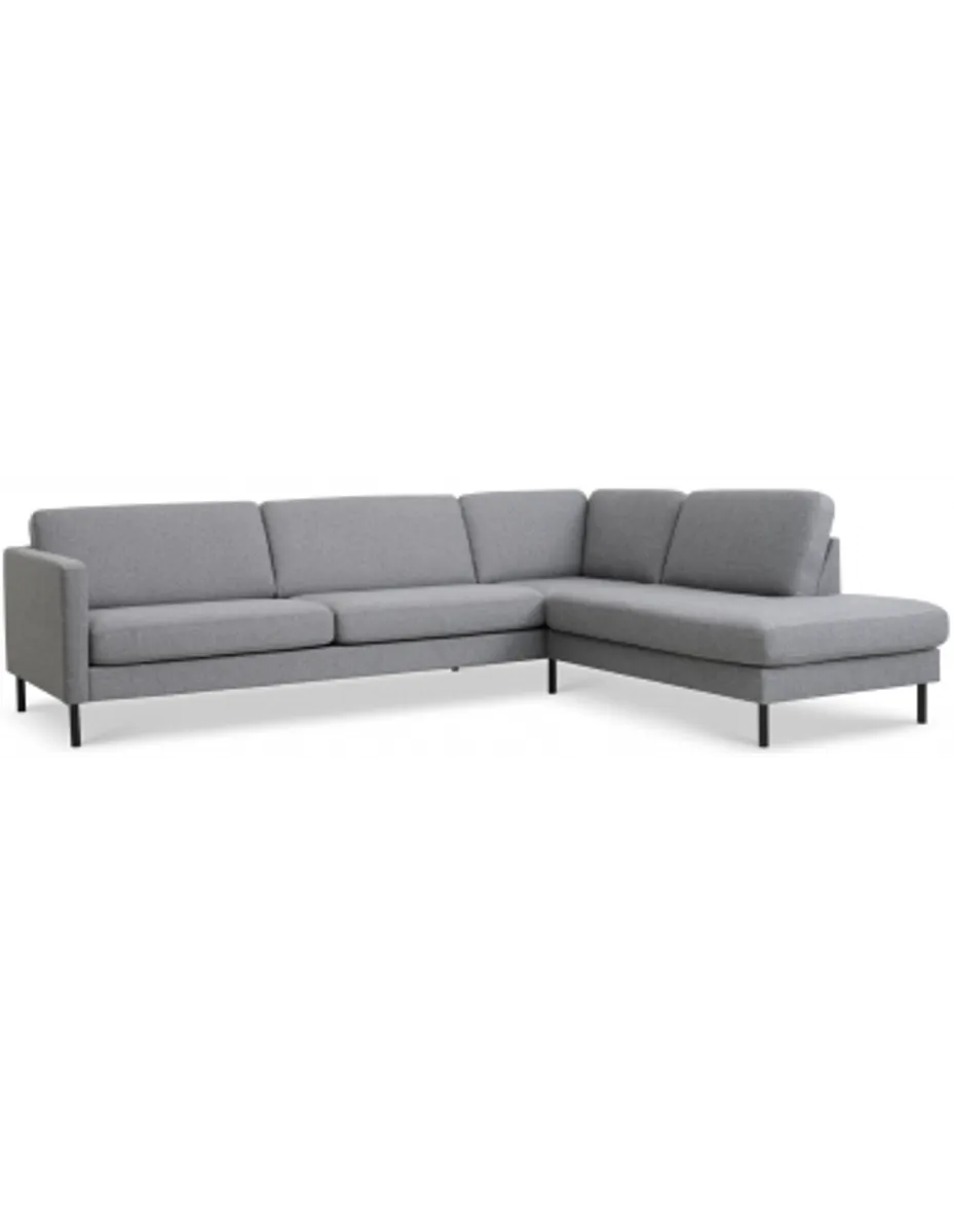 Askset højrevendt chaiselongsofa i polyester B291 x D219 cm - Sort/Lysegrå