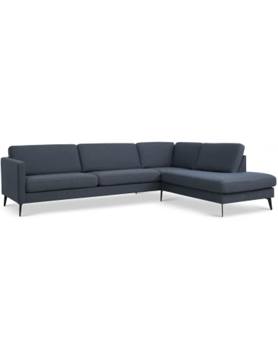 Askset højrevendt chaiselongsofa i polyester B291 x D219 cm - Sort/Navy